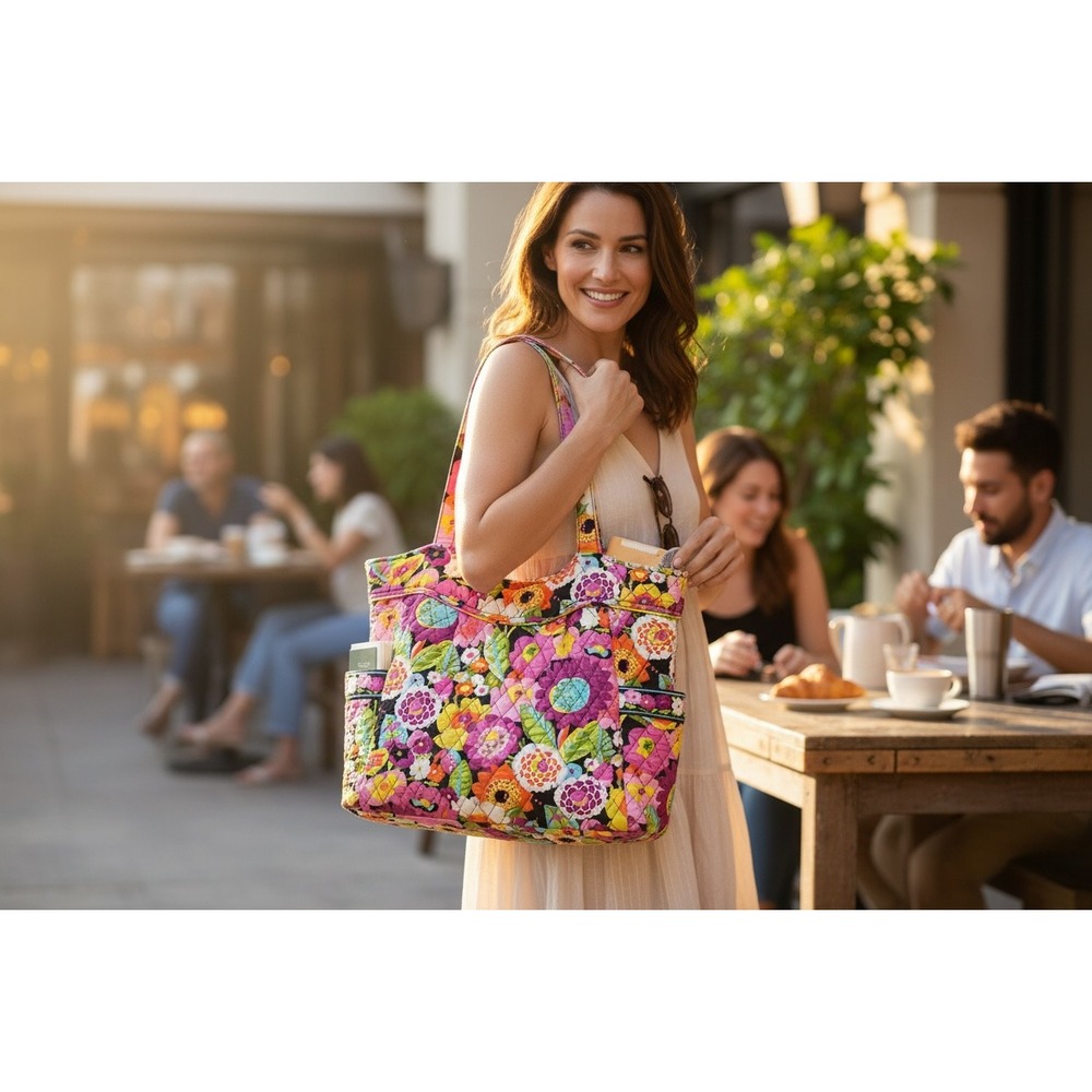 Vera Bradley Va Va Bloom Quilted Tote Bag Purse Floral Multi Color Cottagecore